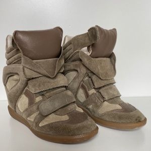 ISABEL MARANT Bekett Suede Wedge Sneakers, 36
